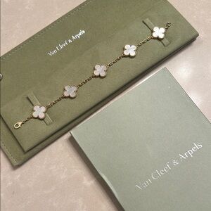 Van Cleef & Arpels Gold and White Floral Bracelet